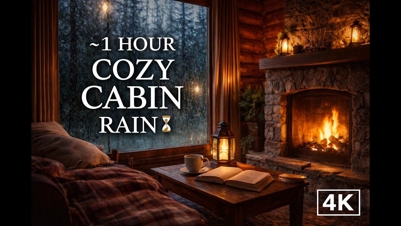 Sleep to Rain & Fire Crackling 🌧️🔥 | Cozy Cabin Ambience