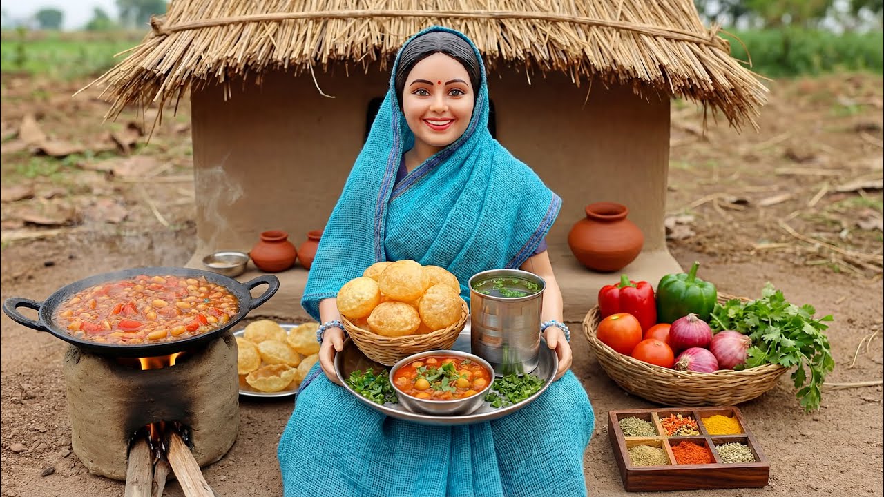 Miniature Doll Pani Puri Cooking ASMR | Indian Village Tiny Kitchen Story