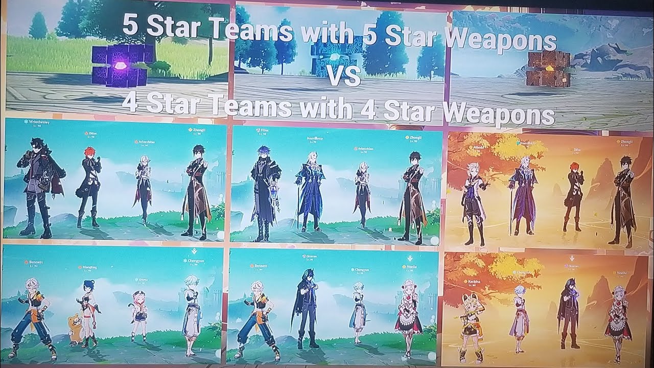 Electro, Anemo & Geo Hypostasis - 5⭐ vs 4⭐ Teams & Weapons