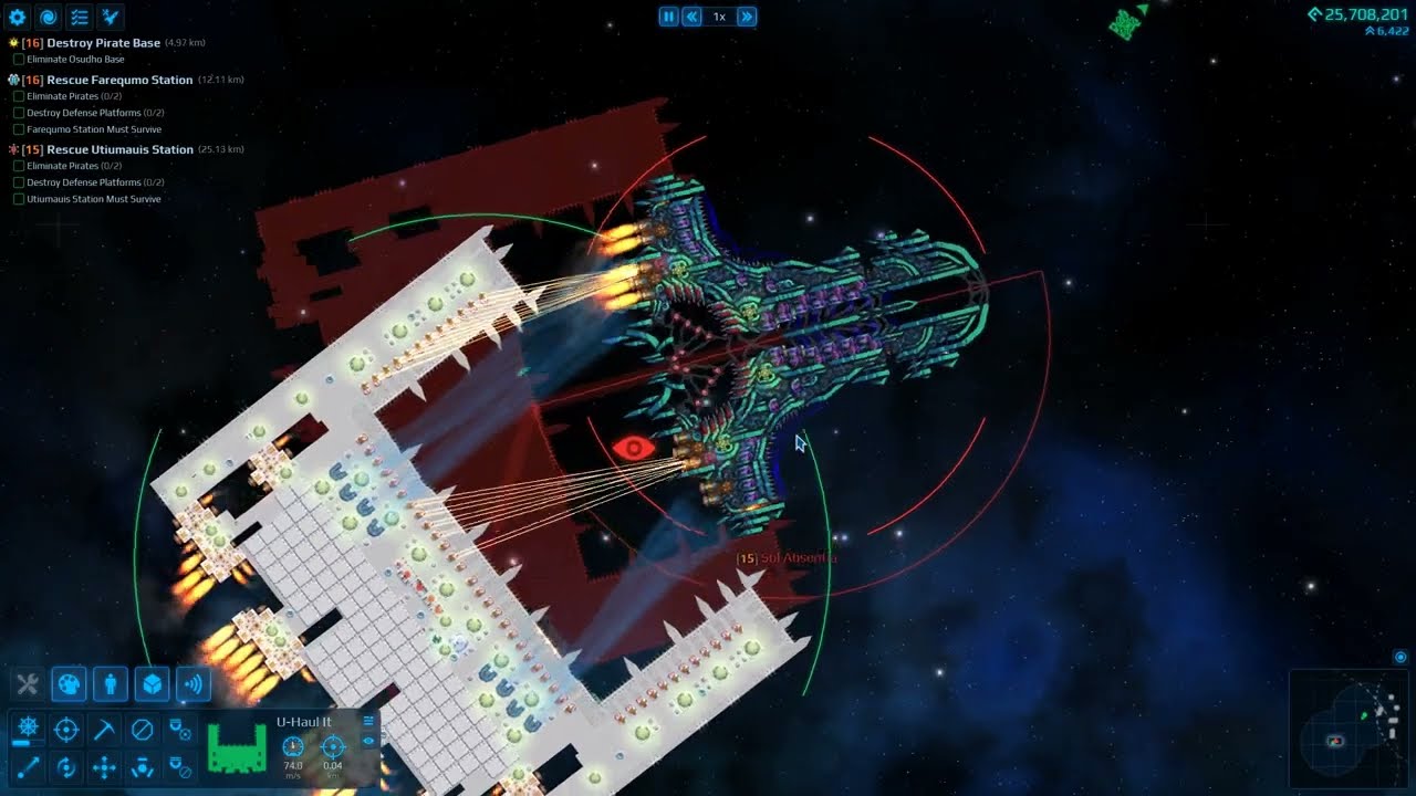 Cosmoteer: Miner conducting laser assisted surgery on Lv15 Sol Absentia