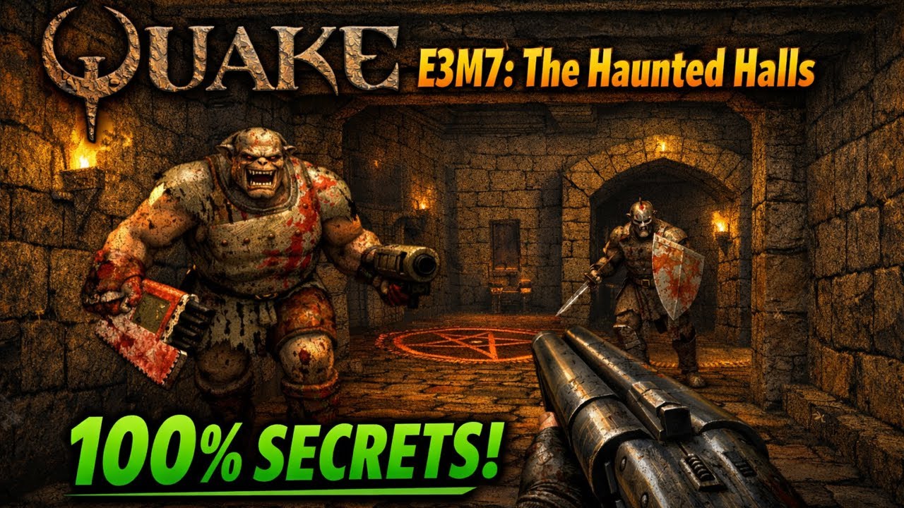 Quake - E3M7: The Haunted Halls - Hard - 100% secrets