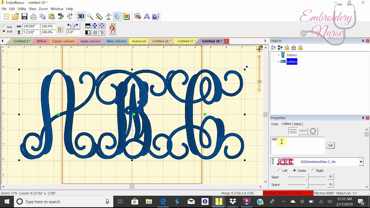 Embrillance Essentials - How to create a monogram
