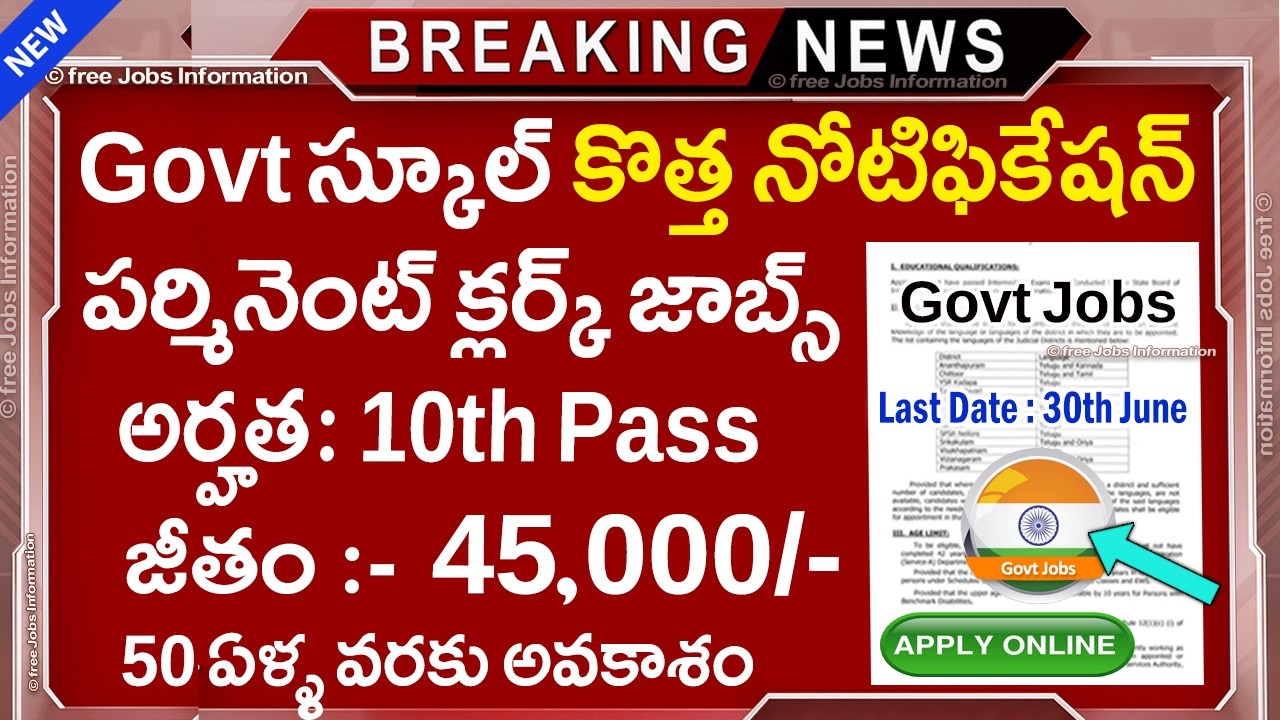 🏬 ప్రభుత్వ స్కూల్స్ లో క్లర్క్ ,మెస్ మేనేజర్ జాబ్స్ | 10th Pass Govt Jobs|Govt School Jobs In telugu
