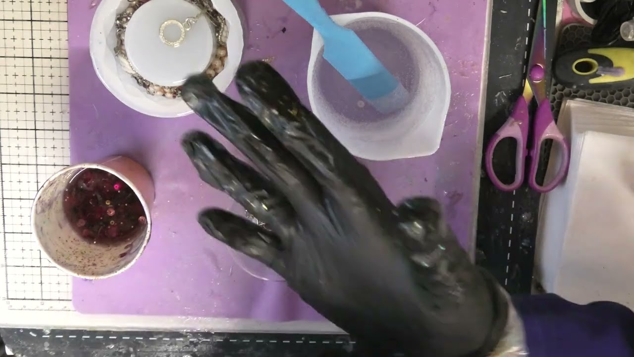 Old Jewellery In Resin To Create A Lotion Bottle!!!!!!