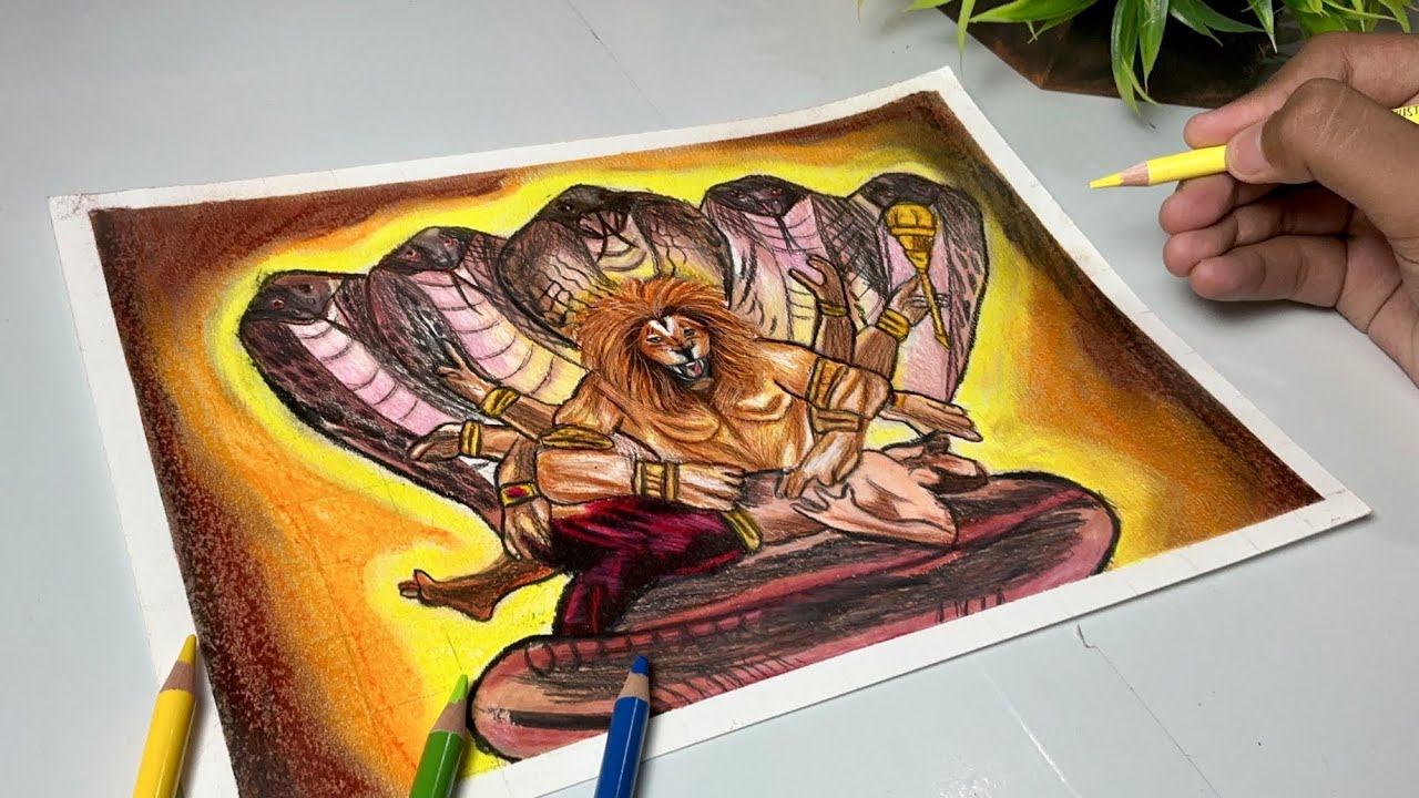 Lord Narasimha Drawing 🔥 Easy | Step by Step Tutorial