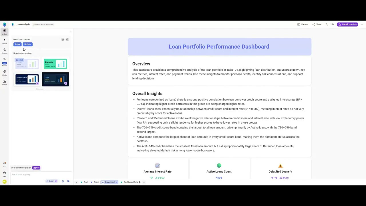 Build a Loan Portfolio Performance Dashboard in 2 Minutes with AI - Bricks Tutorial