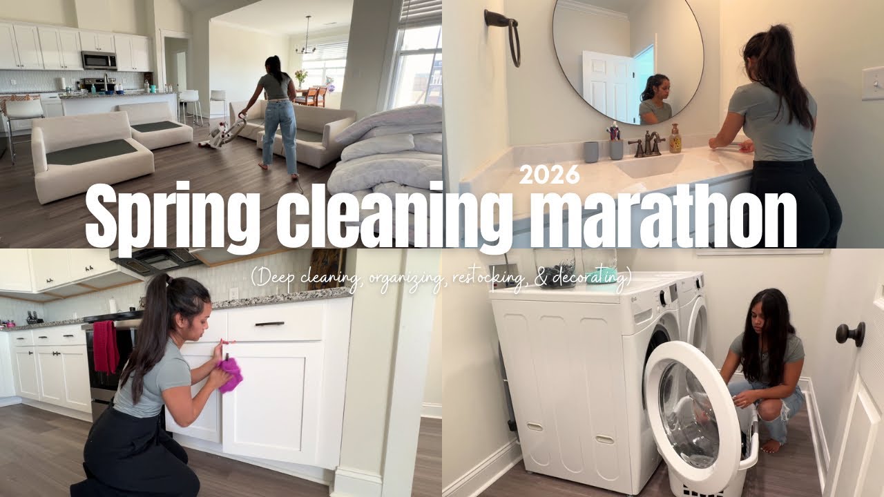 SPRING CLEANING MARATHON | DEEP CLEAN, RESTOCK & DECORATE | CLEAN WITH ME | CLEANING MOTIVATION