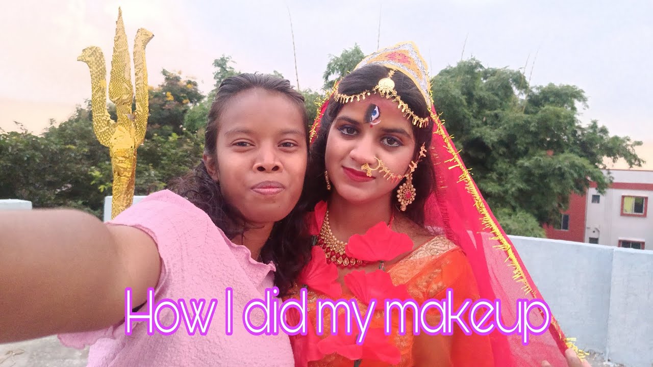 How I did my makeup 🪷 ||Shailputri Mata look | #vlog #explorepage 