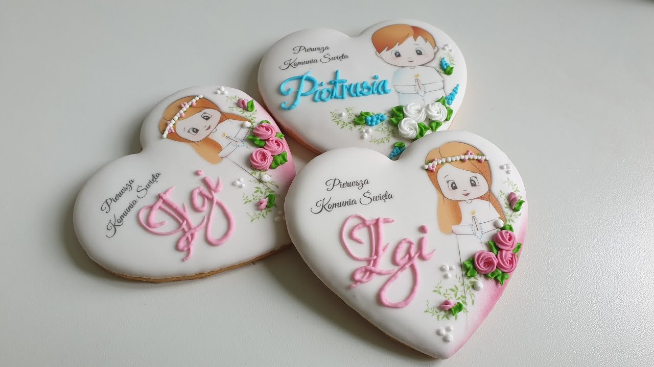 Ciasteczka komunijne - podziękowania dla gości - Holy Communion royal icing cookies #holy