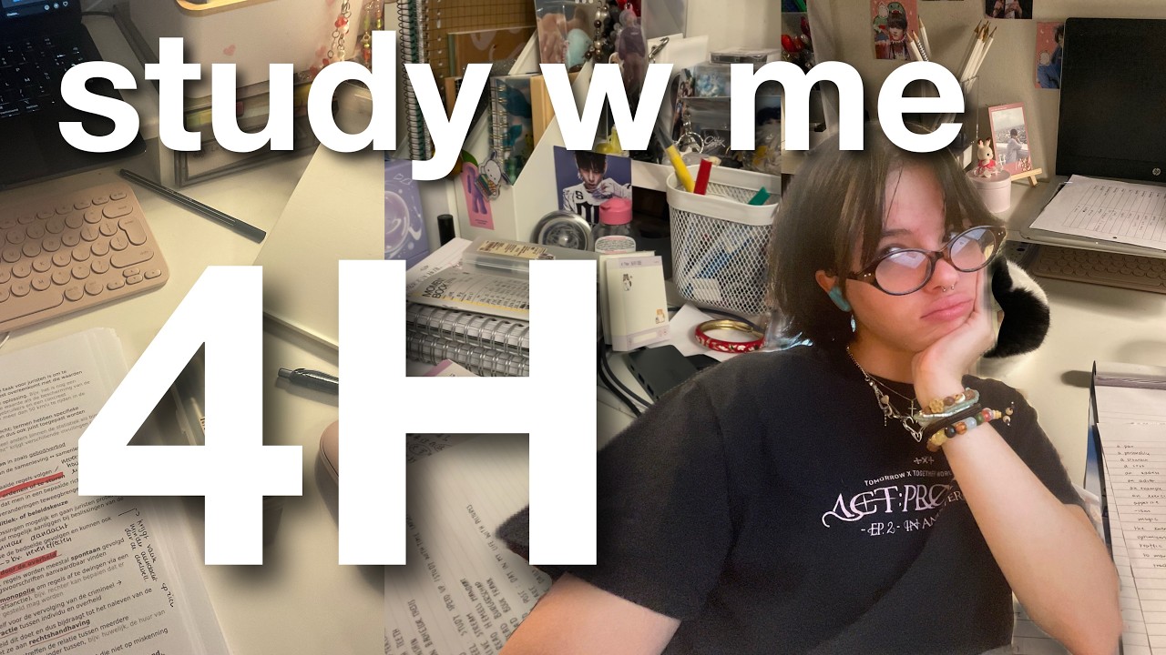 study with me live: 4 hours (real sounds, no music, 50/10 pomodoro technique) 🌷