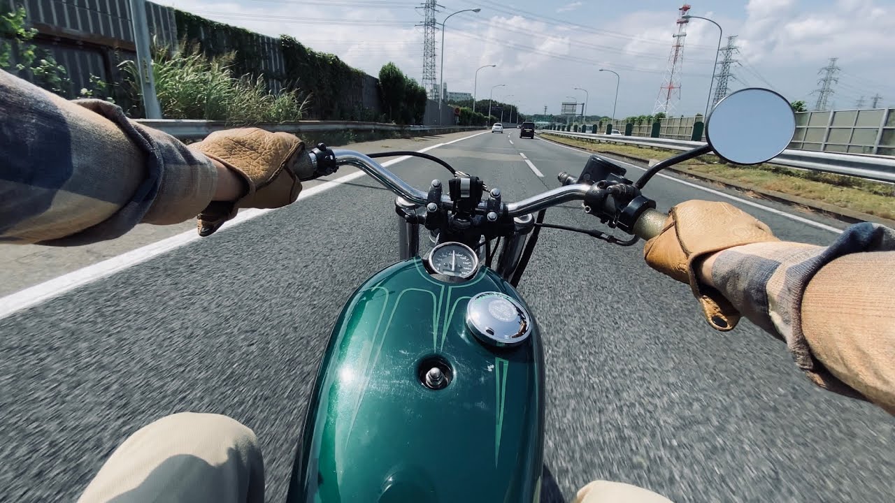 雨の日に観る キャンプ道中 走行風景 KAWASAKI CUSTOM W650 [POV] Only motorcycle driving scenery.unroof [字幕ありsubtitles]