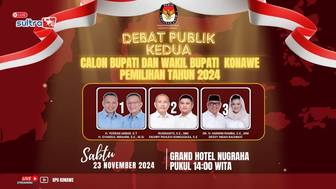 🔴LIVE - KPU KONAWE GELAR DEBAT PUBLIK KEDUA CALON BUPATI & WAKIL BUPATI KONAWE PEMILIHAN TAHUN 2024