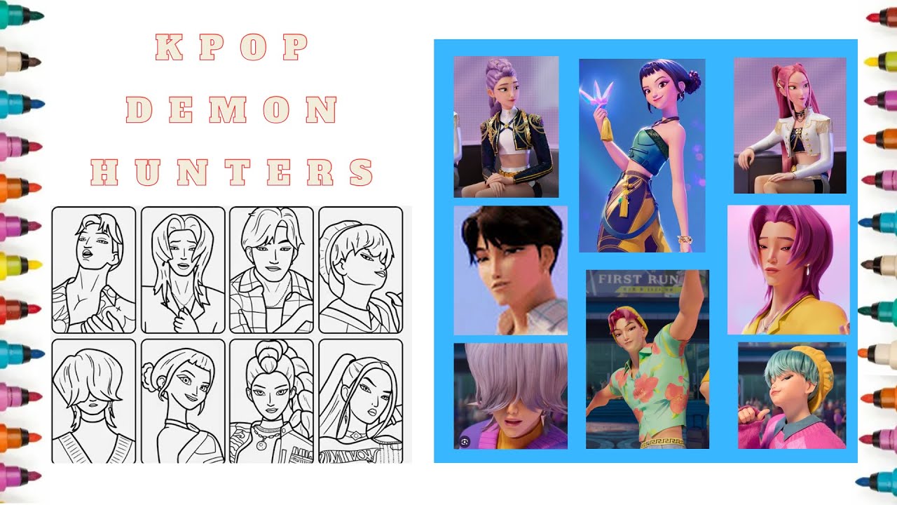 KPop Demon Hunters New Coloring Pages / How to Color Girls Rumi, Mira and Zoey /