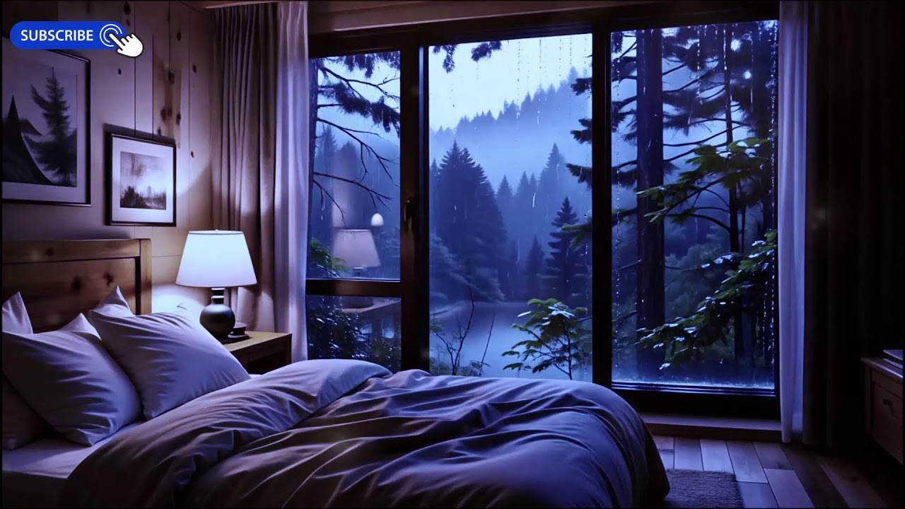Rain on Window Sounds & Gentle Piano 10 Hours (Dark Screen) | Deep Rest