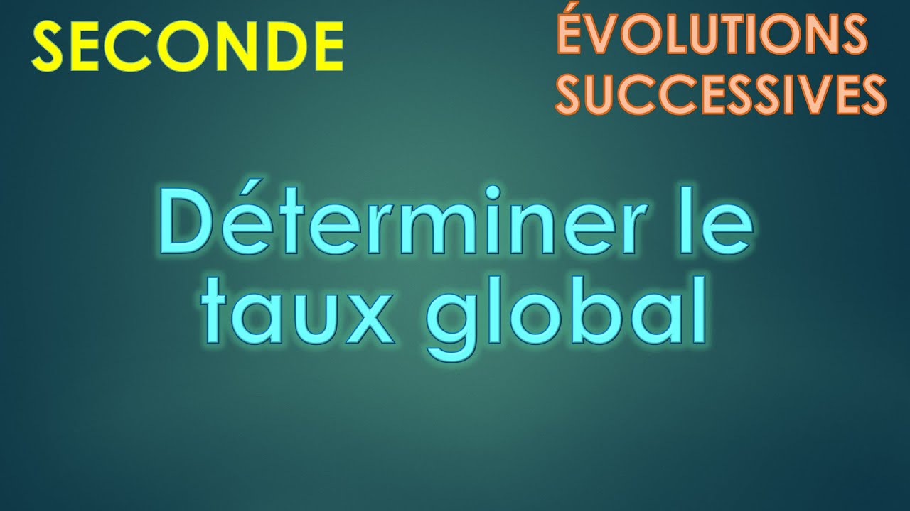 Evolutions successives. Calculer le taux d'évolution global