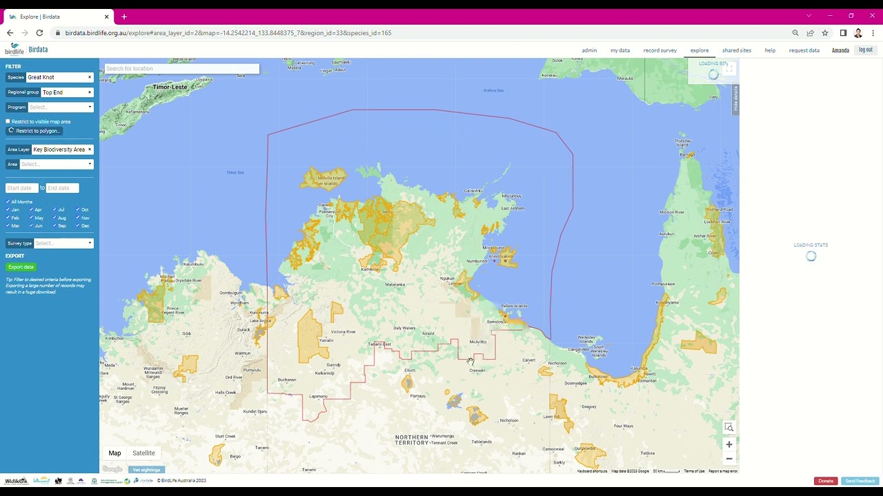Exploring Key Biodiversity Areas in Birdata - tutorial