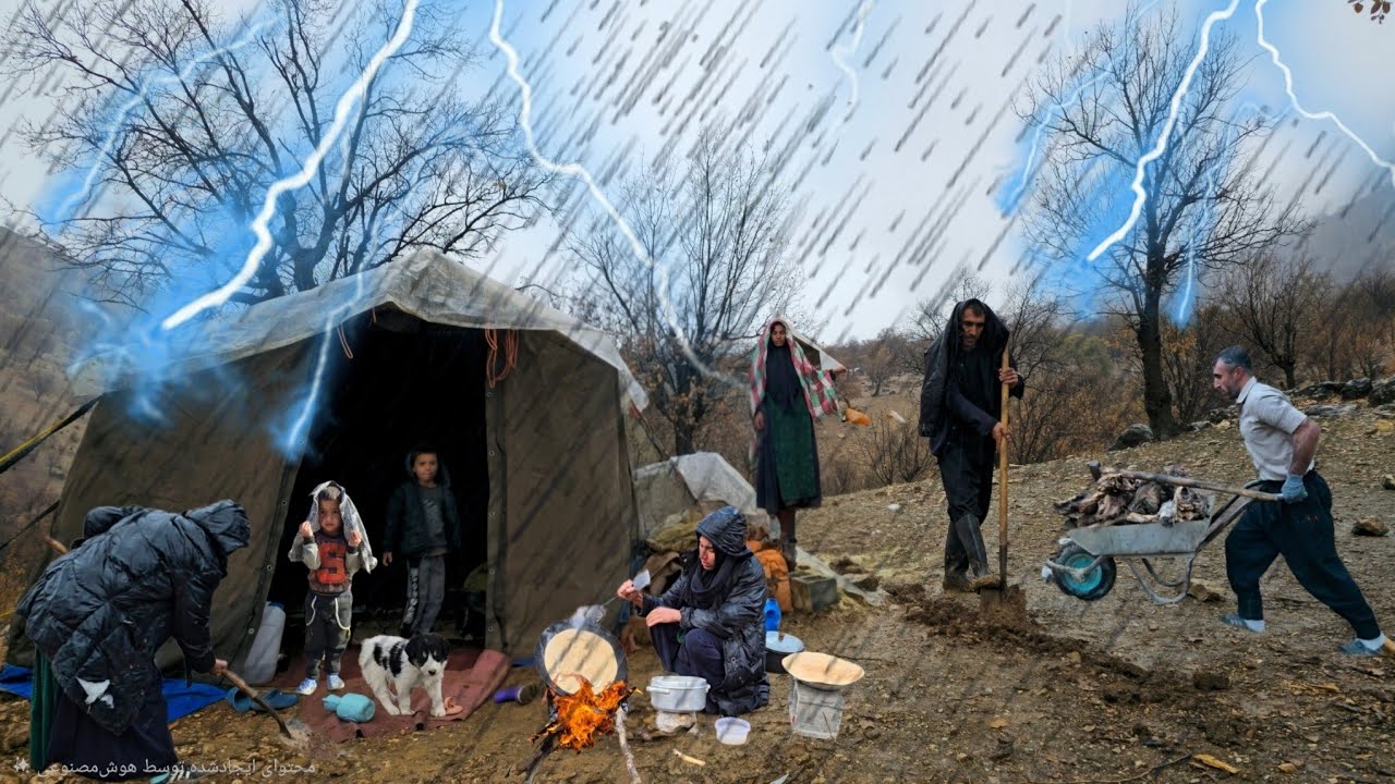Heavy rain and storms in the Zagros Mountains | Nomads' efforts to survive
