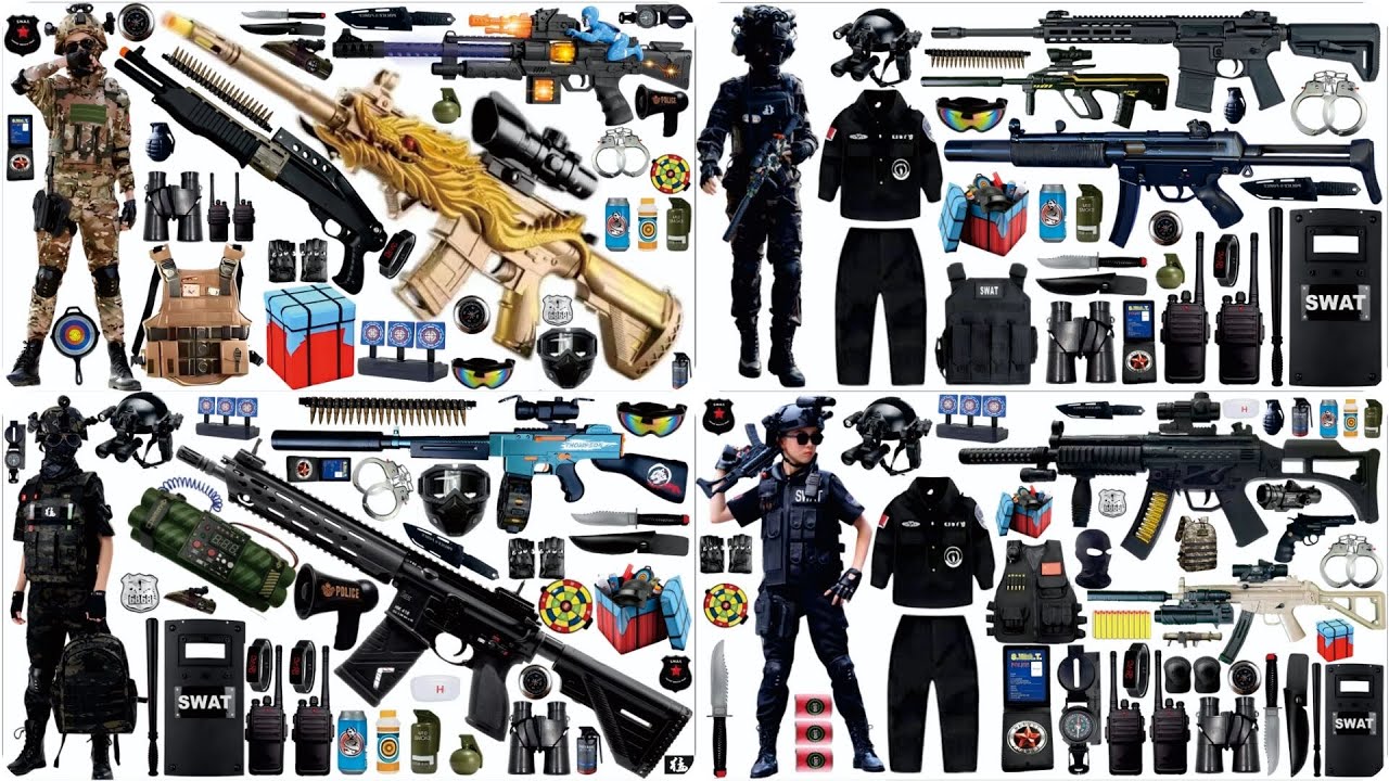 Mystery box unboxing, Special police weapon toy set unboxing, Barrett, AWM sniper rifle