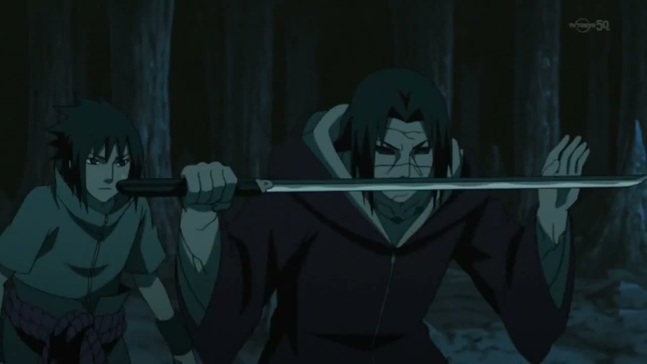 Itachi et Sasuke VS Kabuto mode ermite. Itachi active l'izanami.