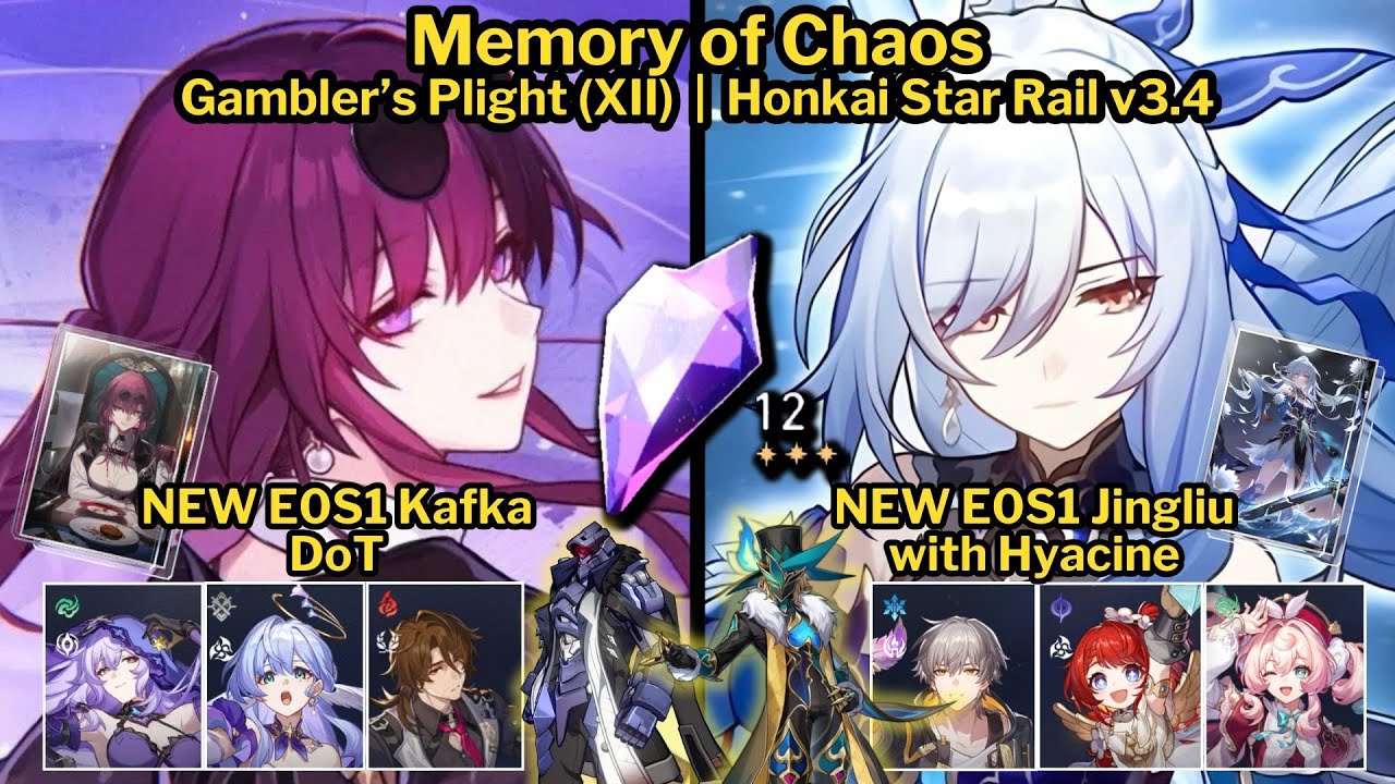 MoC Stage 12 E0S1 NEW Kafka DoT & E0S1 NEW Jingliu Full Stars | Honkai: Star Rail v3.4