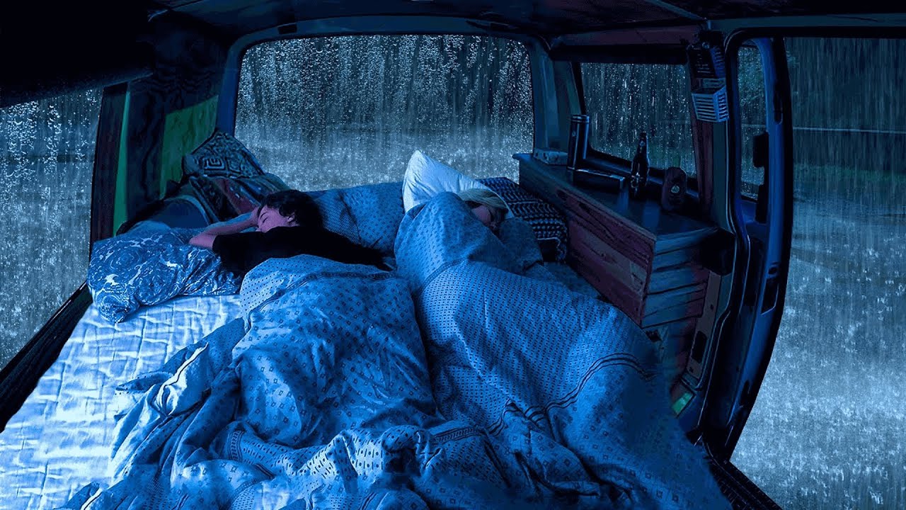 Rain Sounds for Sleeping ⚡ Soft Rain & Gentle Thunder on Cozy Car for Deep Sleep, Releases Tension