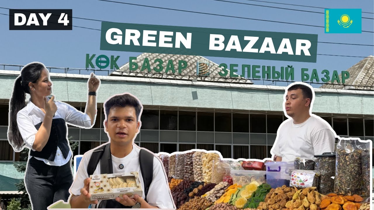 Almaty Vlog Day 4 | Green Bazaar & Arbat Street | Street Shopping & Local Food in Kazakhstan