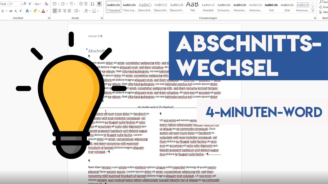 Word Abschnittswechsel & Seitenumbruch einfach erkl&auml;rt [4-Minuten-Word]