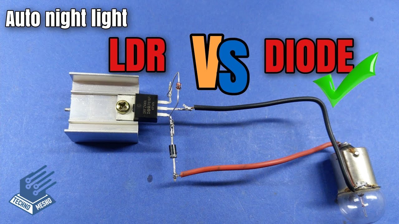 دائرة حساسة للضوء بواسطة دايود Photosensitive circuit by diode