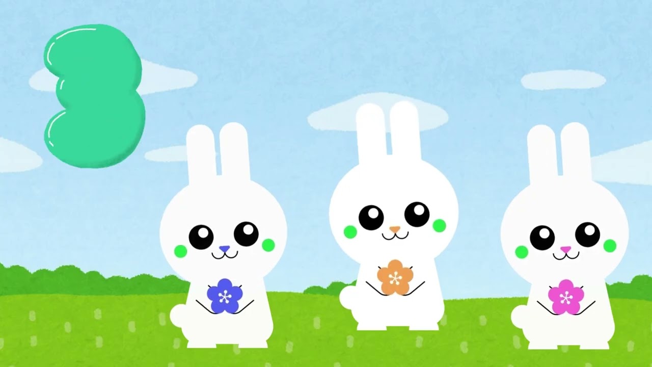 Counting Numbers 1 to 5 With Bunnies Holding A Flower And Butterflies Flying High