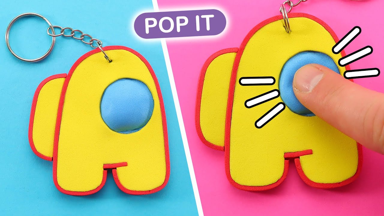 Among us POP IT keychain fidget toy  How to make keychain from foam.