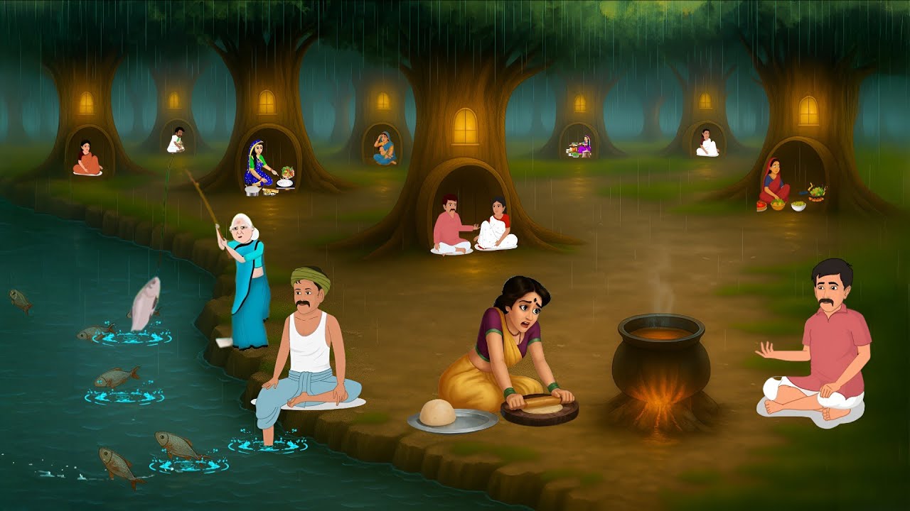 बारिश में तालाब किनारे पेड़ का घर| barish mein talab| kinare ped ka Ghar Hindi stories moral story