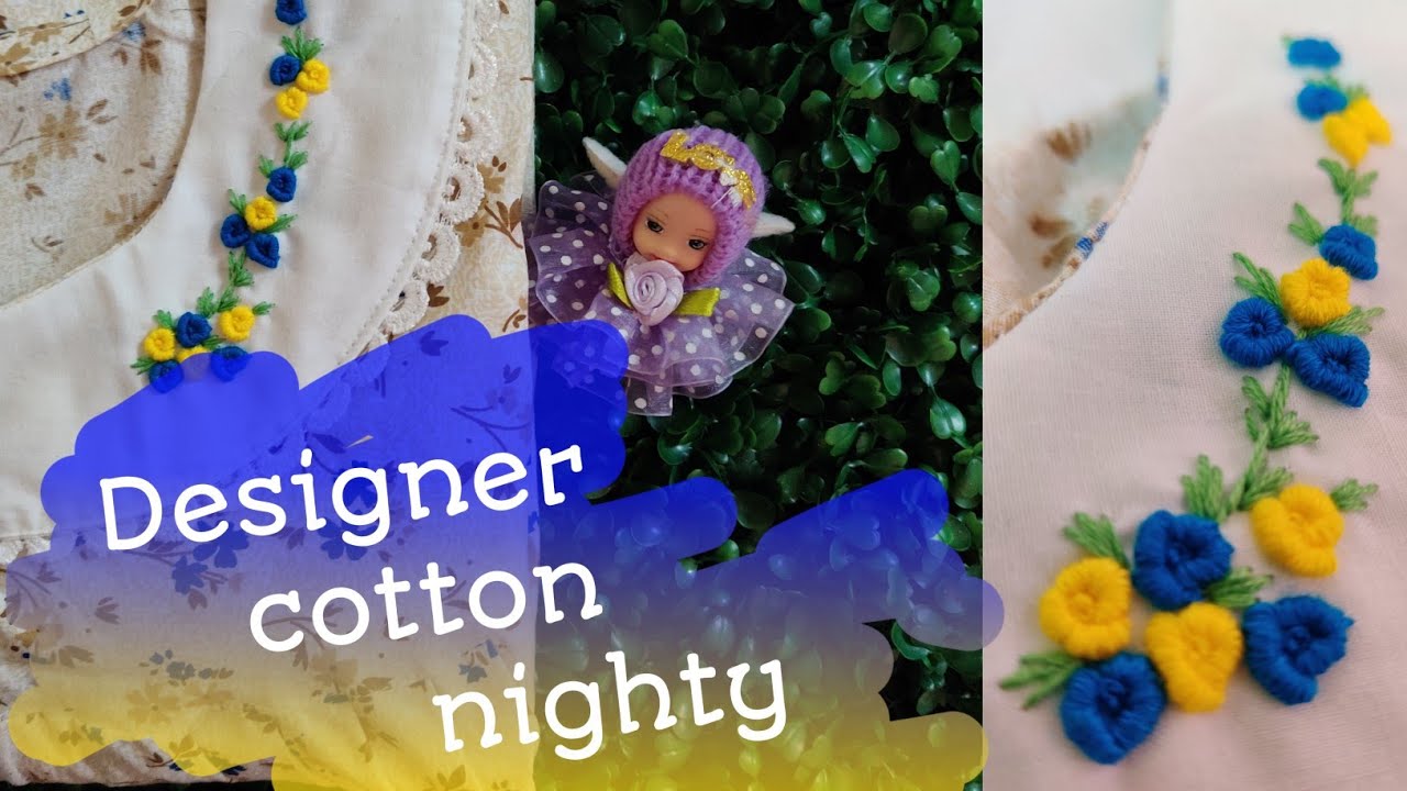 Latest cotton night gown designs💯🔥🔥✨ Handembroidered yoke nighty||Designer night dress