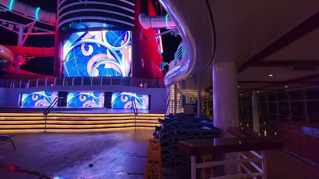 Disney Cruise Line's The Wish Deck 11 Walk-through at night NO guests