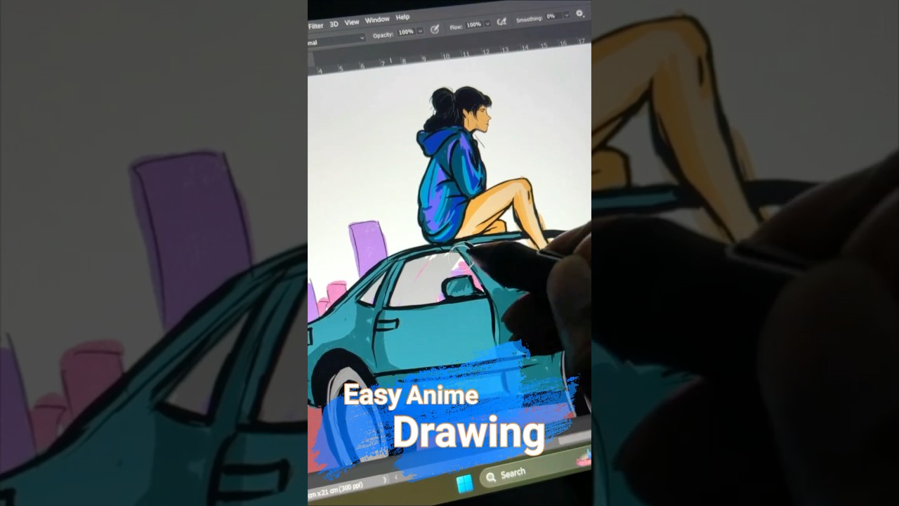 Easy Anime Girl Digital Art Drawing KAMVAS 13 Graphic Tablet 