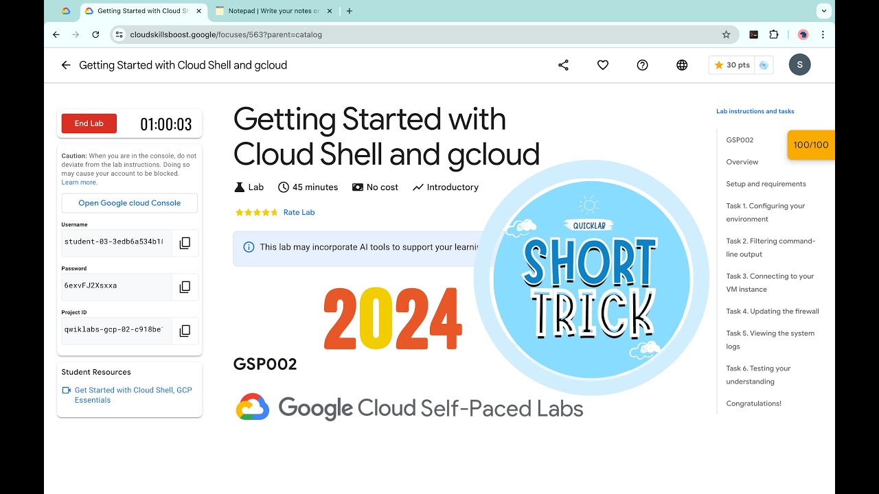 [2024] Getting Started with Cloud Shell and gcloud || #qwiklabs || #GSP002 || [With Explanation🗣️]