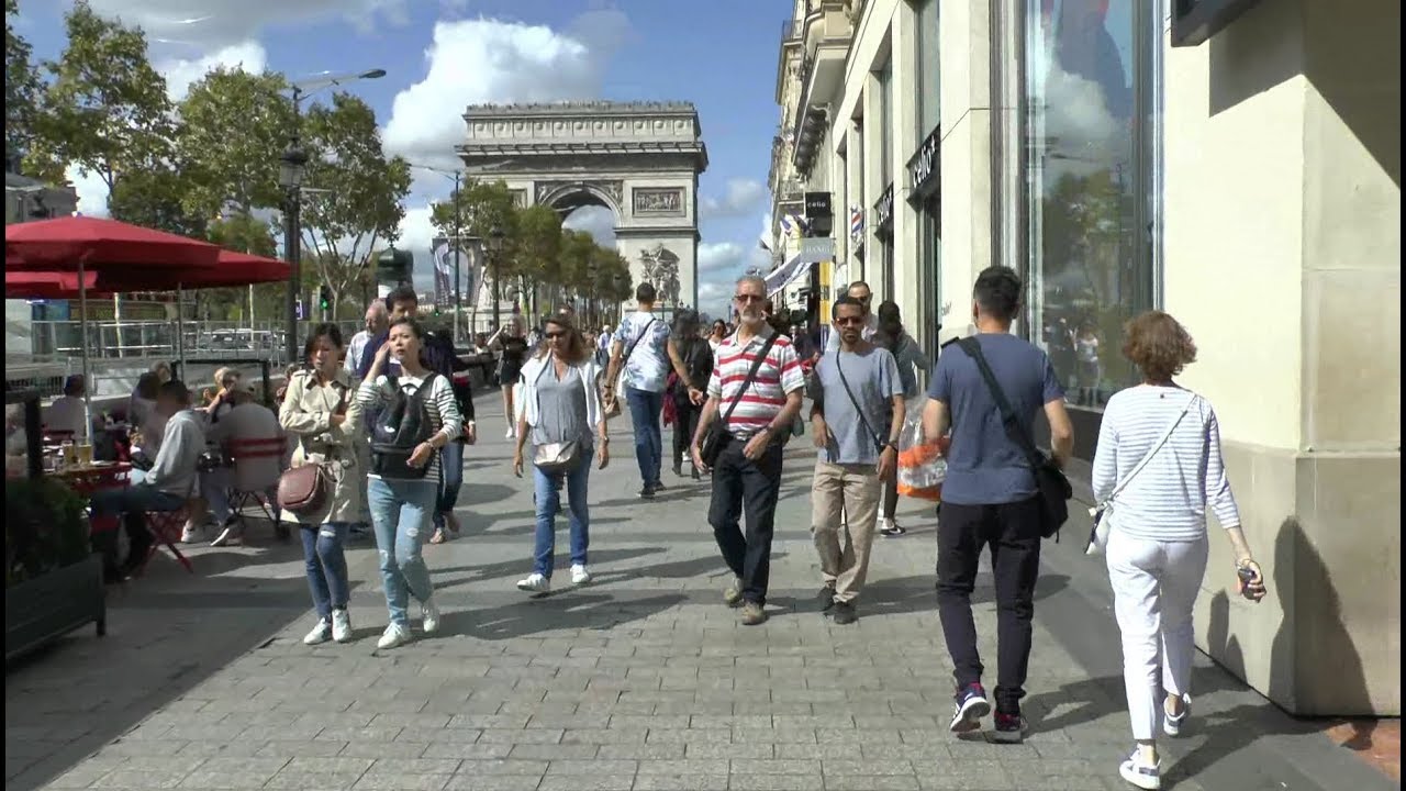 Walk around Paris France.  Bastille - Rivoli - Louvre - Arc de Triomphe.
