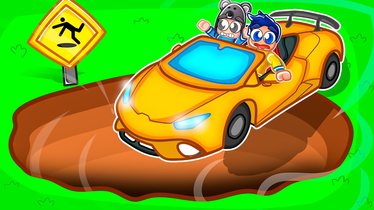 MEU CARRO CAIU NO POÇO GIGANTE DO ROBLOX - Brancoala Games
