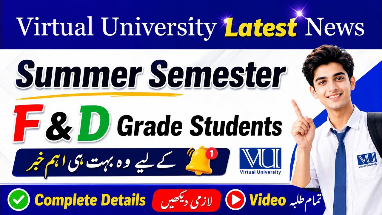 VU Summer Semester 2026 Complete Details | F & D Grade Students Good News #vu #summersemester #2026
