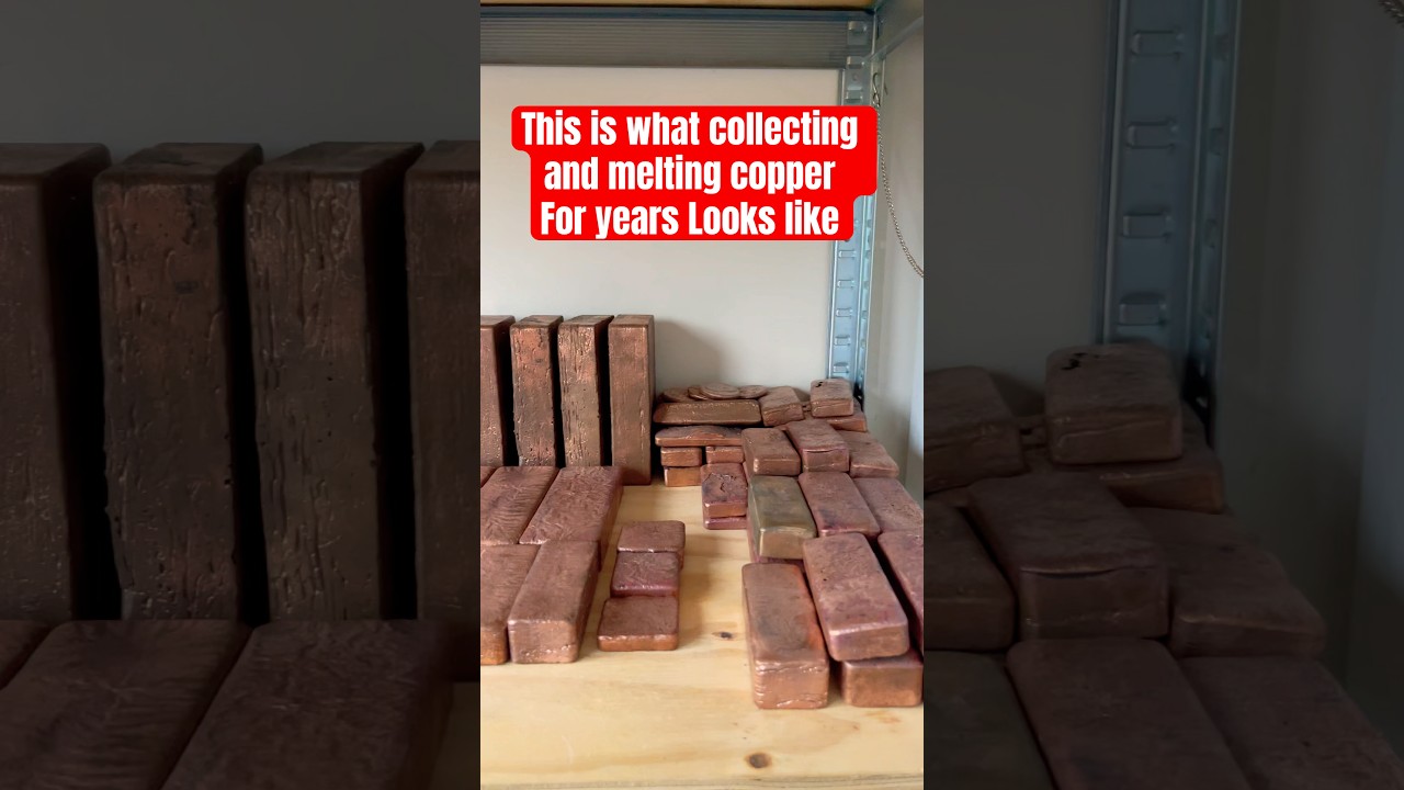 Collecting and melting copper for years pays off 🤑. #scrap #copper #metalcasting