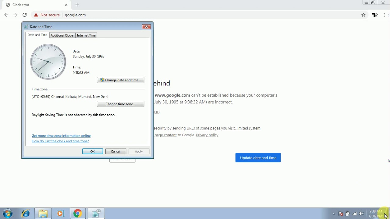 your clock is behind error windows 7