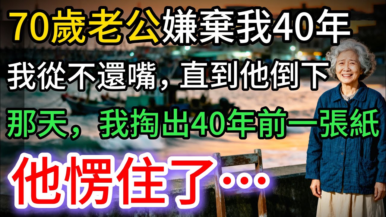 70歲老公嫌棄我40年，我從不還嘴，直到他倒下那天，我掏出藏了40年的紙… 他愣了