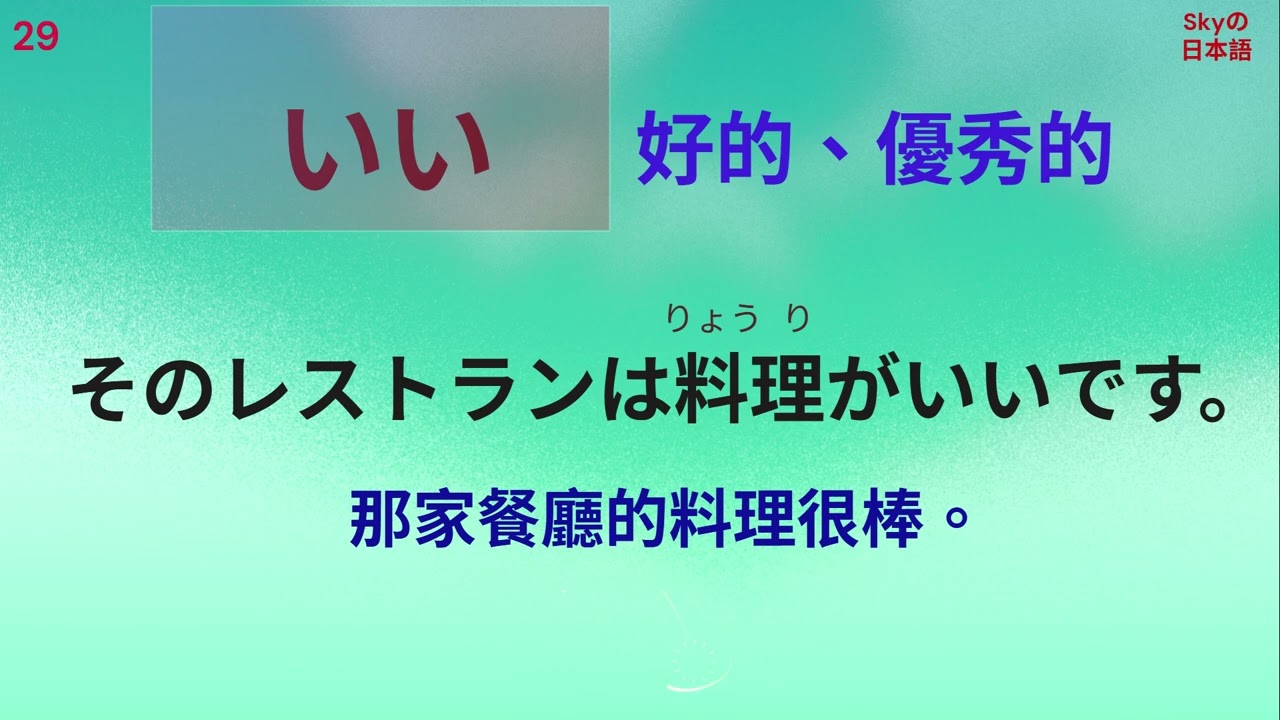 JLPT N5-日文檢定單字-part-3 | 單字 25~34 い形容詞
