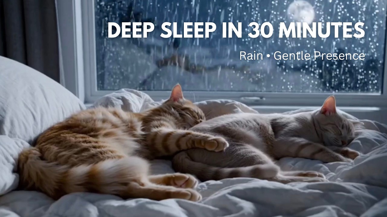 Deep Sleep in 30 Minutes 🌙 | Two Cats Resting in Rain | Calm Night Session