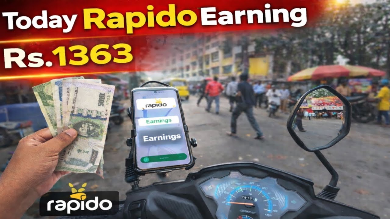 Today Rapido Earning Rs.1363 💰 | One Day Income | Mumbai Rapido Vlog #rapido 