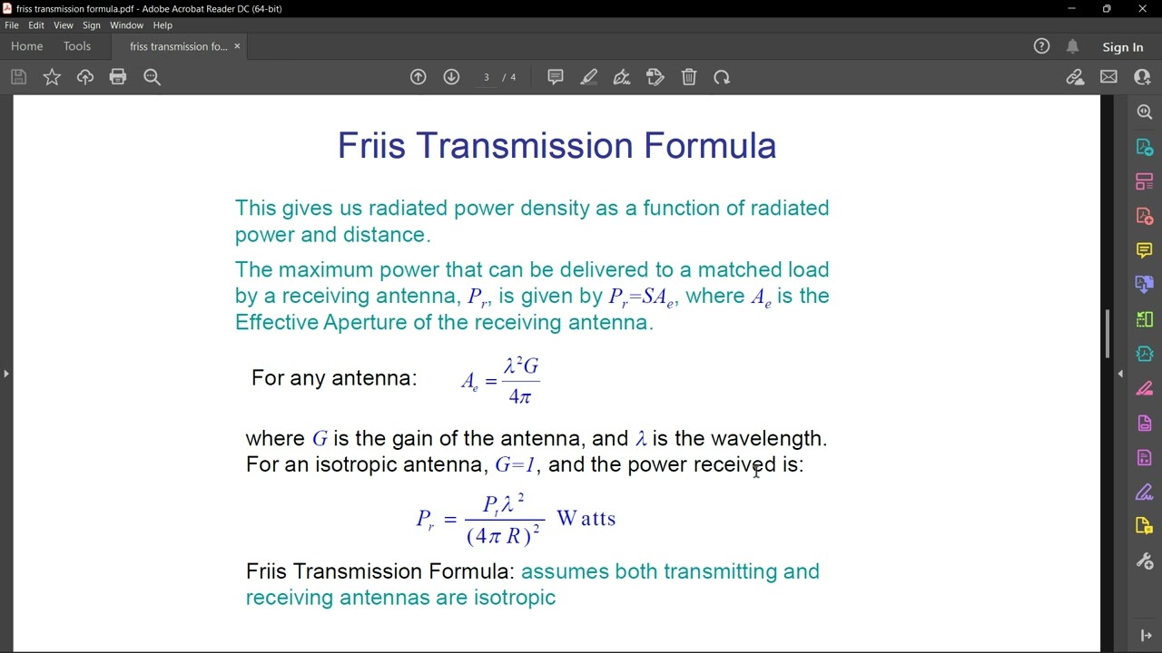 FRISS TRANSMISSION FORMULA