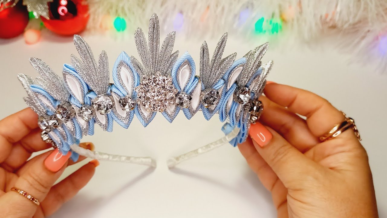 НОВОГОДНЯЯ КОРОНА КАНЗАШИ 2023г, МК / DIY NEW YEAR KANZASHI CROWN