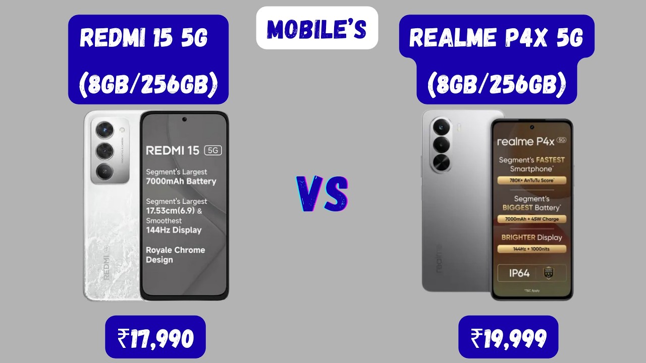 Redmi 15 5G vs realme P4x 5G 🔥 Big Battery Phones Compared