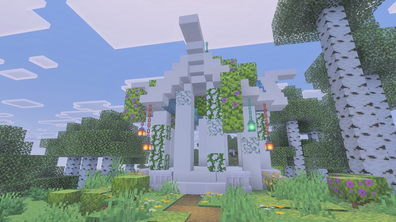 Minecraft Tutorial: How to build an Elven styled Gazebo 🦋🌱