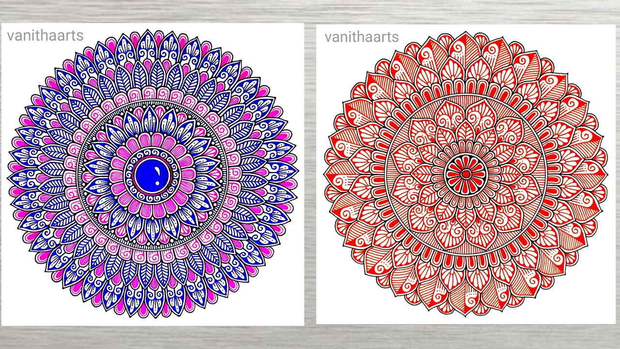 2 Different Color mandala art | How to draw Mandala for Beginners Step-by-Step Tutorial #vanithaarts