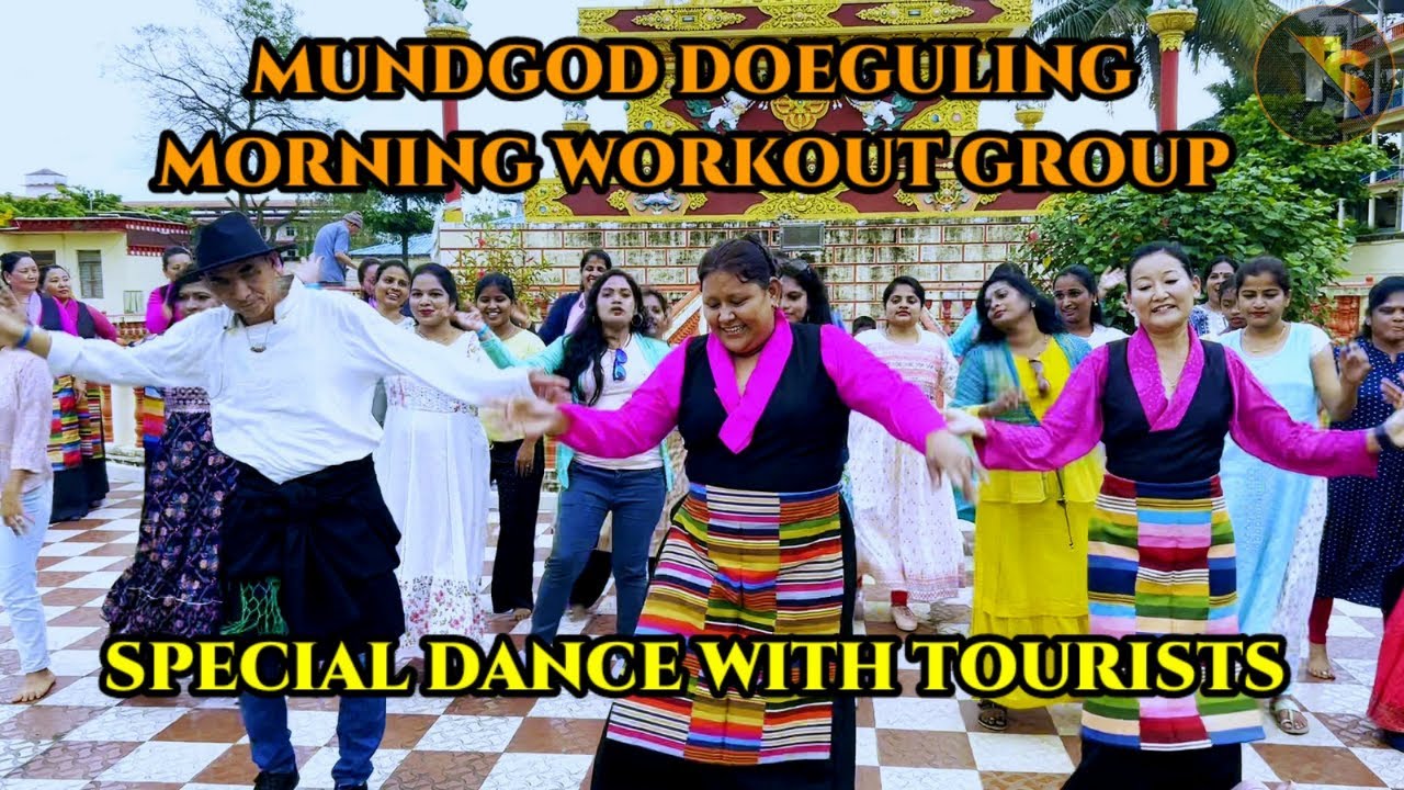 Mundgod Doeguling Morning Workout Group Special Dance with Tourists #tibetanvlogger #tibetanyoutuber